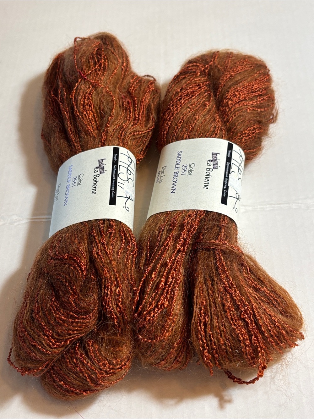 Insignia LaBoheme Yarn - Saddle Brown set of 2